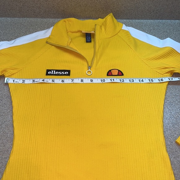 Ellesse Yellow W/ White Stripe Womens US L EU 40 UK 12 Body High Neck Bodysuit - Picture 6 of 16